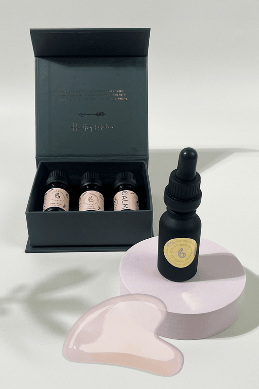 Facial Oil, Breathe Calm Essential Oil Set and Gua Sha